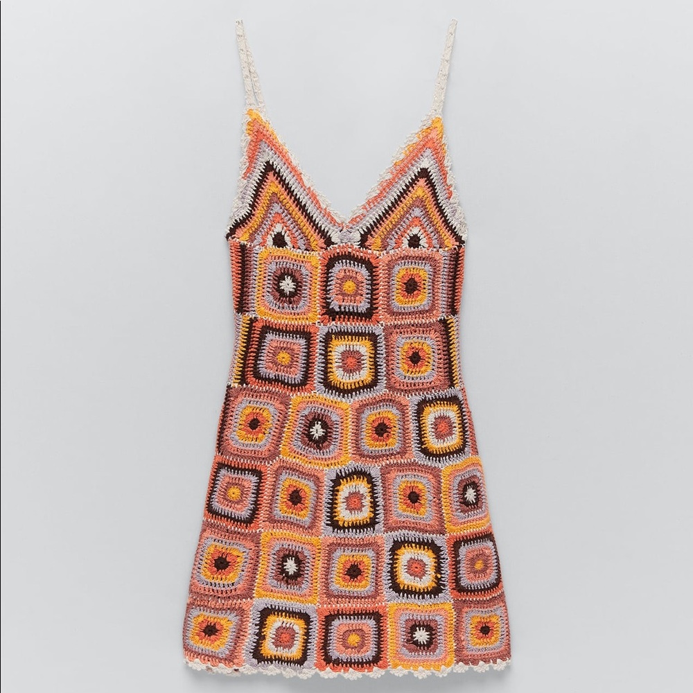 Zara patchwork crochet mini dress